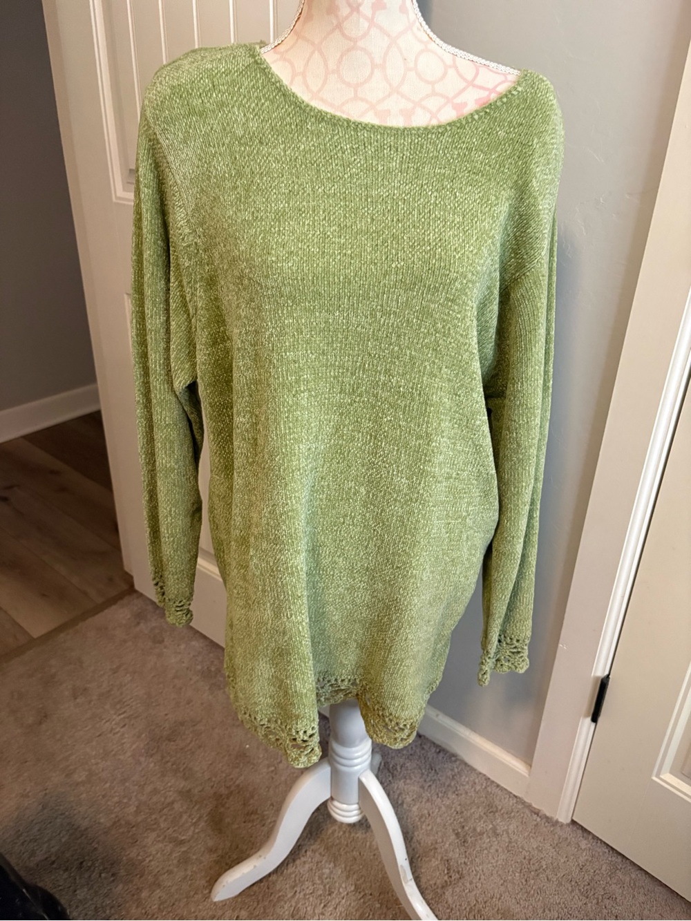 Lane Bryant Light Green Scoop Neck Knit Sweater